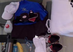 All of the gear needed for a long run in preparation for a half marathon