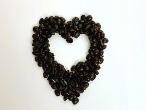 Coffee beans in the shape of a heart