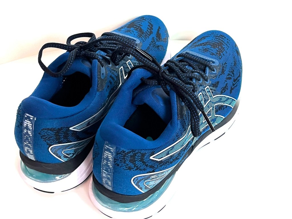 A new pair of Asics running shoes.
