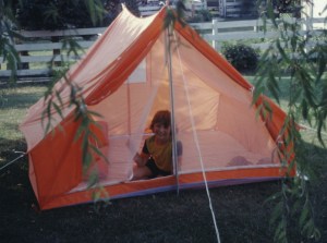 A rare shot of me in a camping tent