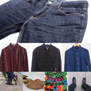 A collage photo of men's clothing and accessories