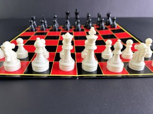 Chess pieces on a chess board