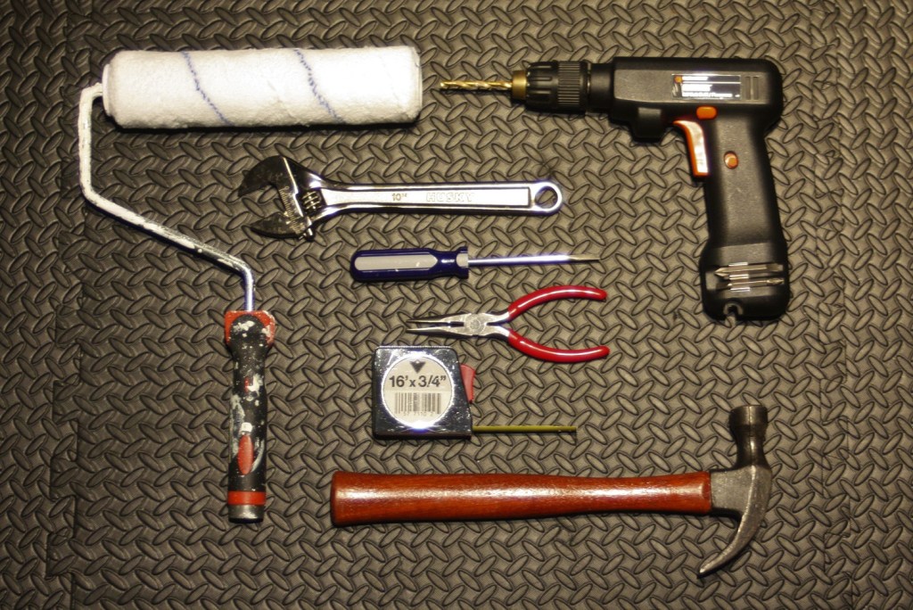 A collection of hardware tools.