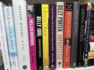 A selection of books on a bookshelf, waiting to be chosen.