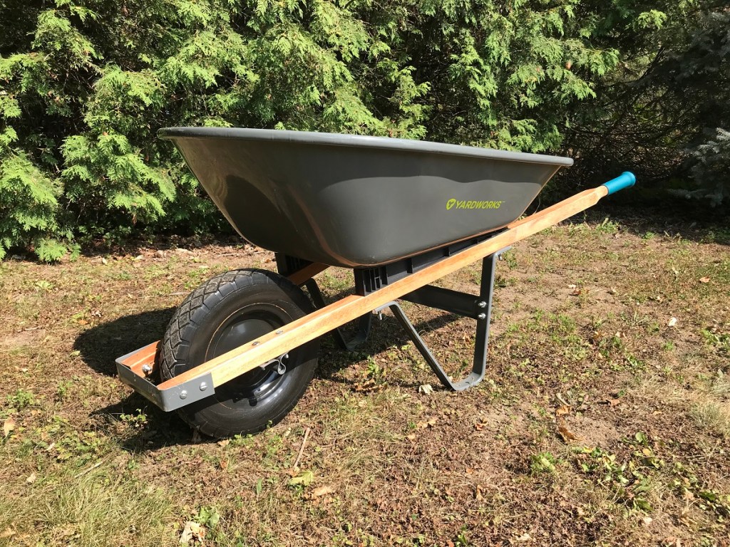 a shiny new wheelbarrow
