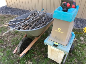 A small electric wood chipper