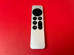A remote control for an Apple TV device