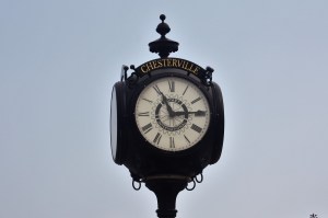 A clock in the town square.