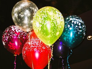 A bouquet of birthday balloons