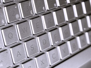 A close-up of a silver grey keyboard